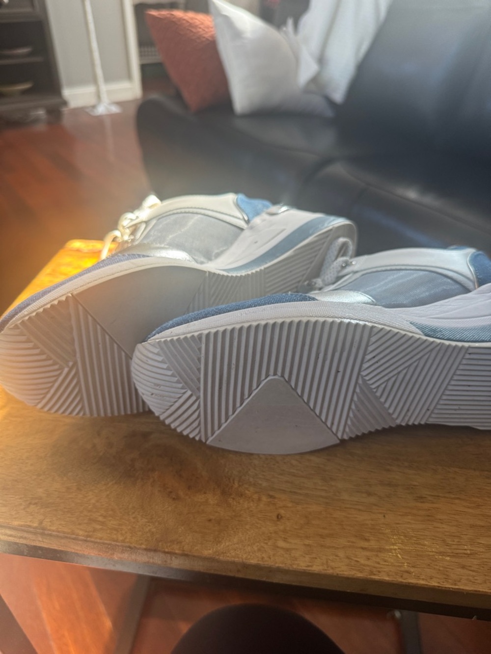 Michael Kors Blue Denim and White Leather Low-Top Sneakers - Picture 4 of 5